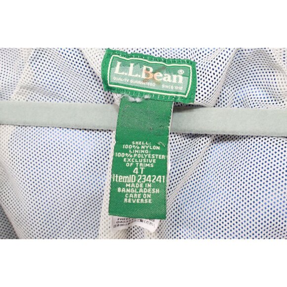 LL Bean Discovery Rain Jacket Full Zip Hooded Nylon Blue Size 4T - Picture 4 of 11